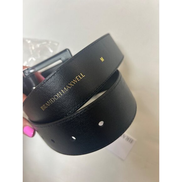 Brandon Maxwell Lucite Buckle Leather Belt Black Size Medium NWT main image 5